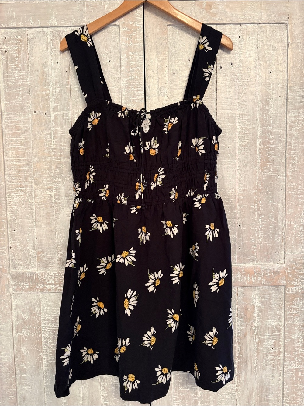 Topshop Black Daisy Tiered Sundress with Smocked Bodice